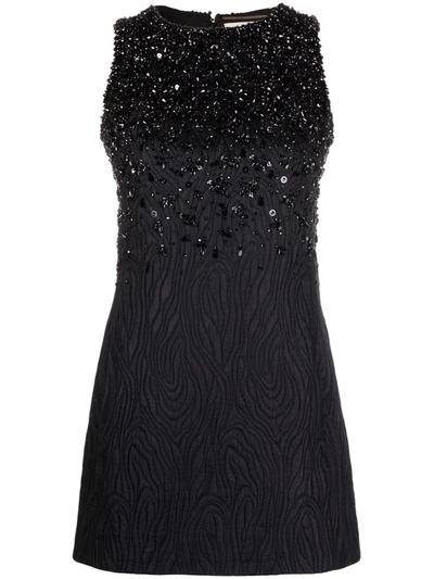 Saint Laurent Sequin-embellished Silk-blend Mini Dress In Black
