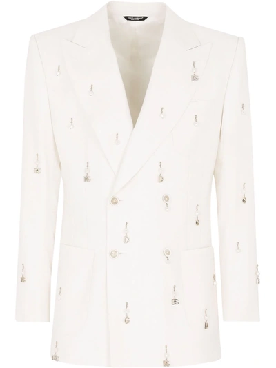 Dolce & Gabbana Charm-detail Single-breasted Suit In White