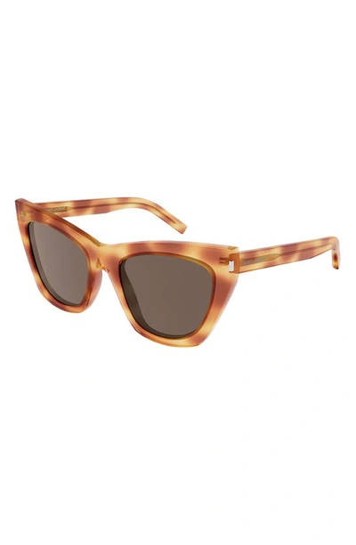 Saint Laurent Kate Two-tone Cat-eye Sunglasses In Brown