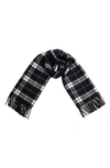 Allsaints Max Check Wool Scarf In Black Chalk