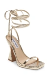 Steve Madden Women's Lafayette Ankle Tie High Heel Sandals In Gold Metal