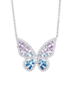 MACY'S CUBIC ZIRCONIA RED OMBRE BUTTERFLY PENDANT 18" NECKLACE IN SILVER PLATE, GOLD OR ROSE GOLD PLATE