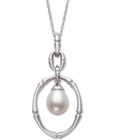 Belle De Mer Cultured Freshwater Pearl (8-9mm) Orbital 18" Pendant Necklace In Sterling Silver