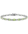 Macy's Garnet (9-7/8 Ct. T.w.) & Diamond Accent Link Bracelet In Sterling Silver (also In Peridot) In Peridot