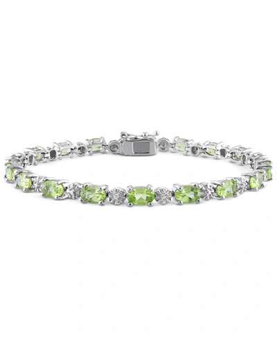 Macy's Garnet (9-7/8 Ct. T.w.) & Diamond Accent Link Bracelet In Sterling Silver (also In Peridot)