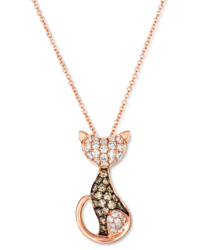 Le Vian Nude Diamond (1/3 Ct. T.w.) & Chocolate Diamond (1/4 Ct. T.w.) Cat Necklace In 14k Rose Gold, 18" +