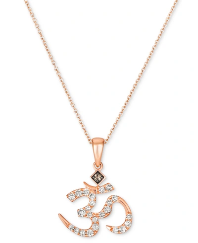 Le Vian Nude Diamond (1/4 Ct. T.w.) & Chocolate Diamond Accent Om Symbol Pendant Necklace In 14k Rose Gold,