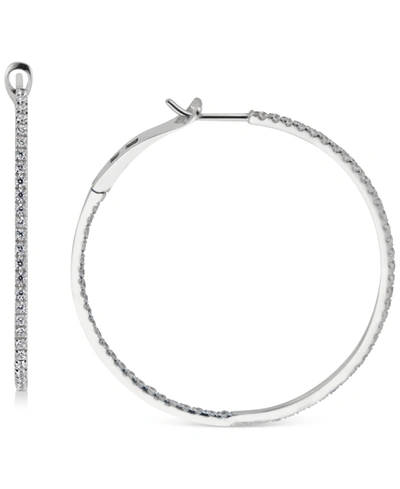 Macy's Diamond In & Out Hoop Earrings (1 Ct. T.w.) In 10k White Gold