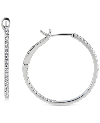 Macy's Diamond In & Out Hoop Earrings (1/2 Ct. T.w.) In 10k White Gold