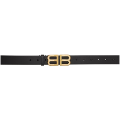 Balenciaga Bb Hourglass Thin Croc-embossed Leather Belt In Black