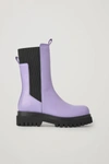 Cos Chunky Leather Chelsea Boots In Purple