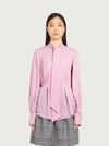 Ferragamo Bow-detail Silk Shirt In Pink