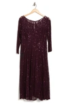 Sl Fashions Lace Overlay Fit & Flare Midi Dress In Fig