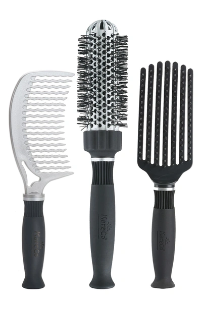 Kareco Comb & Detangle Brush 2-piece Set In Silver And Black