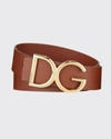Dolce & Gabbana 35mm Dg Buckle Leather Belt In Brown