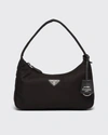 Prada Re-edition 2000 Zip Shoulder Bag In Black