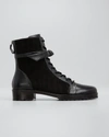 Alexandre Birman Clarita Quilted Suede And Leather Combat Boots In Black