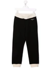 Balmain Black Kids Joggers With Contrast Logo And Profiles In Nero E Beige