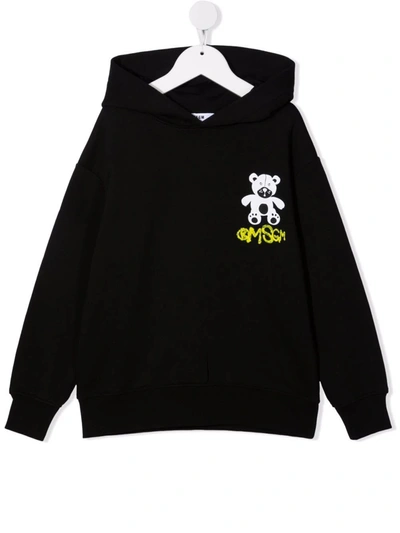 Msgm Kids Teddy Bear Black Hoodie In Nero