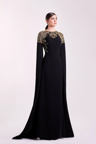 Edward Arsouni Cape Sleeves Gown