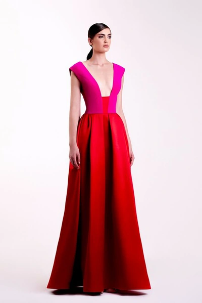 Edward Arsouni Crepe And Satin Gown