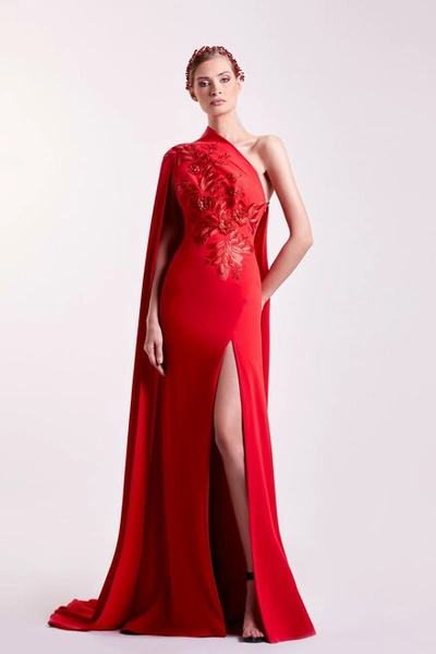 Edward Arsouni Crepe With Lace Gown