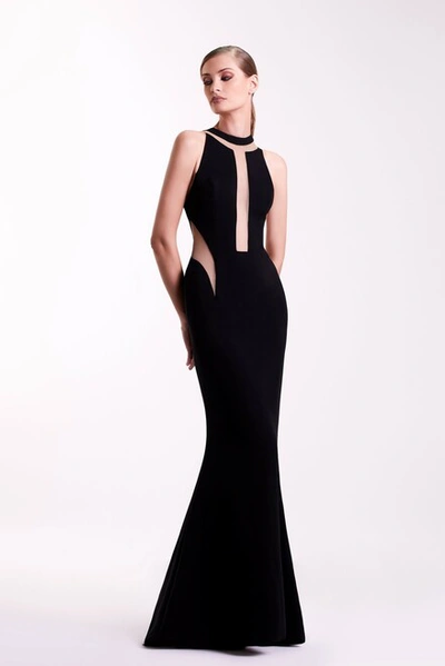 Edward Arsouni High Neck Illusion Gown