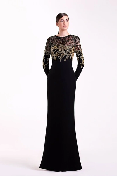 Edward Arsouni Long Sleeve With Beading Gown