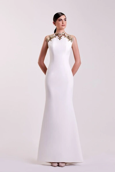 Edward Arsouni Sleeveless Crepe Gown