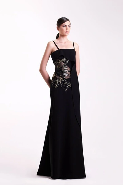 Edward Arsouni Spaghetti Strap Black Gown