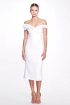MARCHESA CREPE WHITE COCKTAIL DRESS,MC22SD36905-12