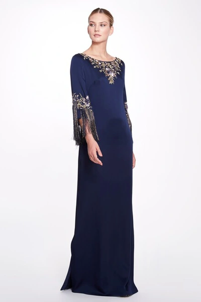 Marchesa Sleek Navy Caftan