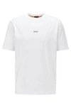 Hugo Boss Relaxed-fit T-shirt In Stretch Cotton With Layered Logo In White