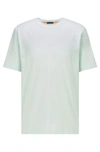 Hugo Boss Relaxed Fit T Shirt In Stretch Cotton With Layered Logo In Light Green