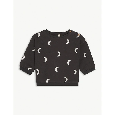 Organic Zoo Babies' Midnight Moon-print Organic-cotton Sweatshirt 3 Months- 3 Years In Black