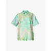 Stella Mccartney X Myfawnwy Unisex Shared 3 Ricky Marble Print Silk Button-up Shirt