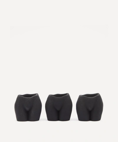 Anissa Kermiche Rock Bottom Tealight Holders Set Of Three In Black