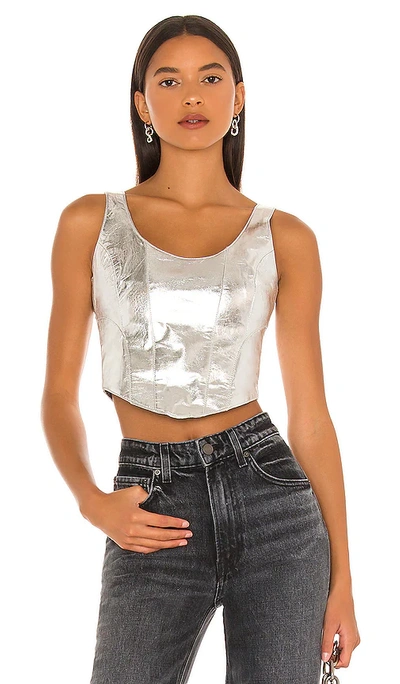 Understated Leather Mustang Bustier In Metallic Silver