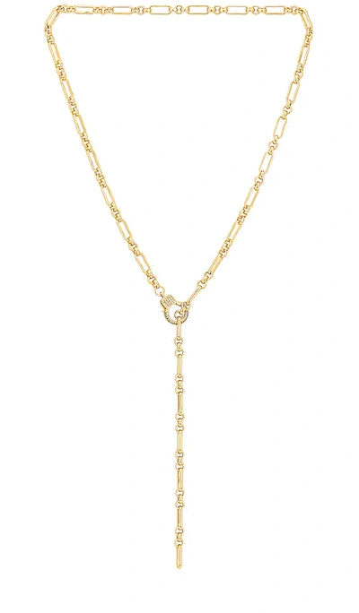 Luv Aj The Pave Clasp Lariet In Metallic Gold
