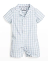 PETITE PLUME KID'S GINGHAM ROMPER W/ CONTRAST PIPING,PROD242540113