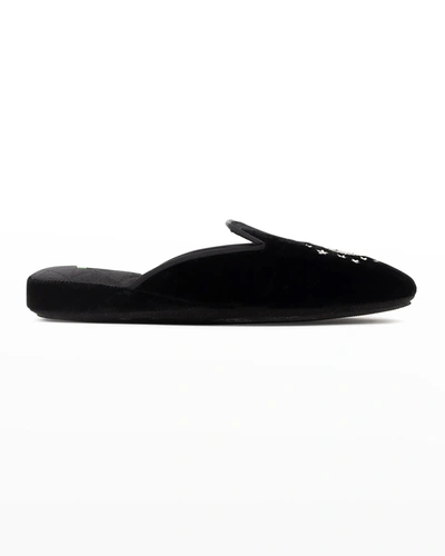 Patricia Green Moon Star Embroidered Slipper In Black