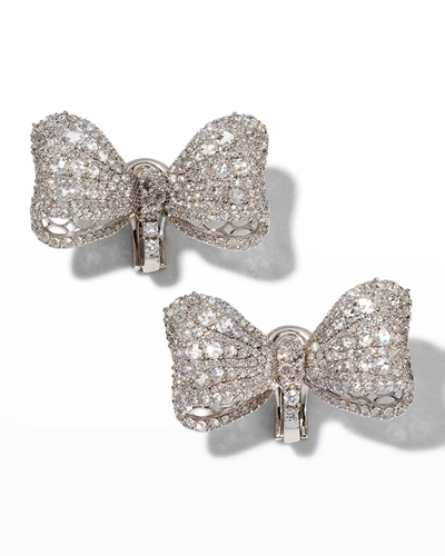 Staurino 18k White Gold Couture Diamond Bow Earrings