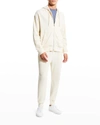 Theory Men's Balena Waffle Zip Hoodie In Ivory