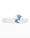 Alexander Mcqueen Graffiti Logo Rubber Slide Sandals In Whitemult