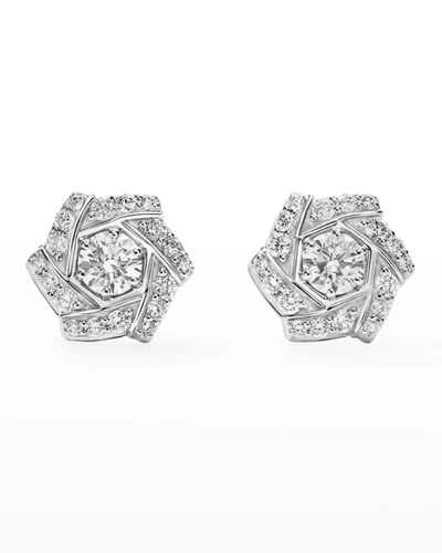 A. Link 18k White Gold Pave And 2 Luminous Diamond Earrings