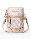 Mz Wallace Crosby Micro Quilted Crossbody Bag In Light Rose Metall