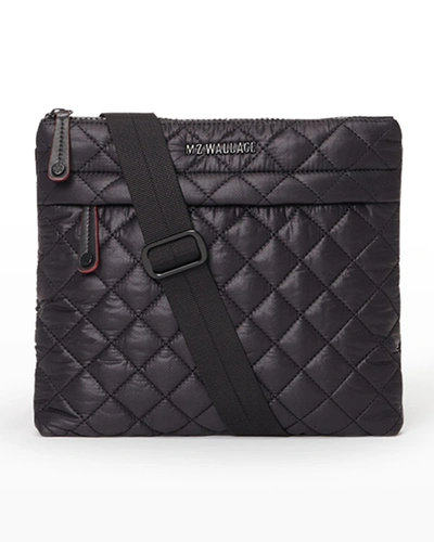 Mz Wallace Metro Quilted Flat Crossbody Bag In Black