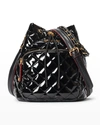 Mz Wallace Crosby Patent Quilted Bucket Bag In Black Lacquer