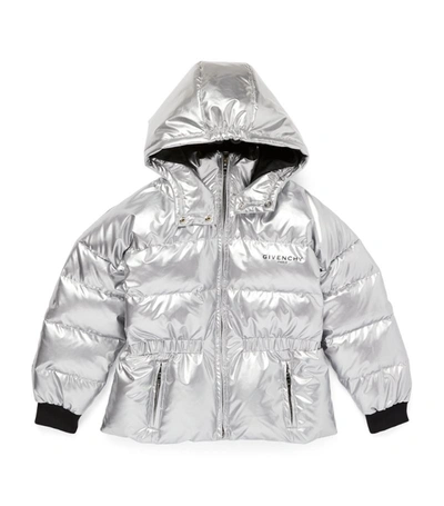 Givenchy Kids Metallic Logo Puffer Jacket (4-14 Years) In Grey