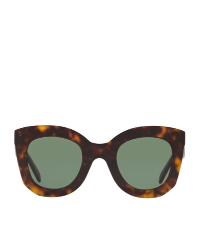 Celine Tortoiseshell Rectangular Sunglasses In Brown